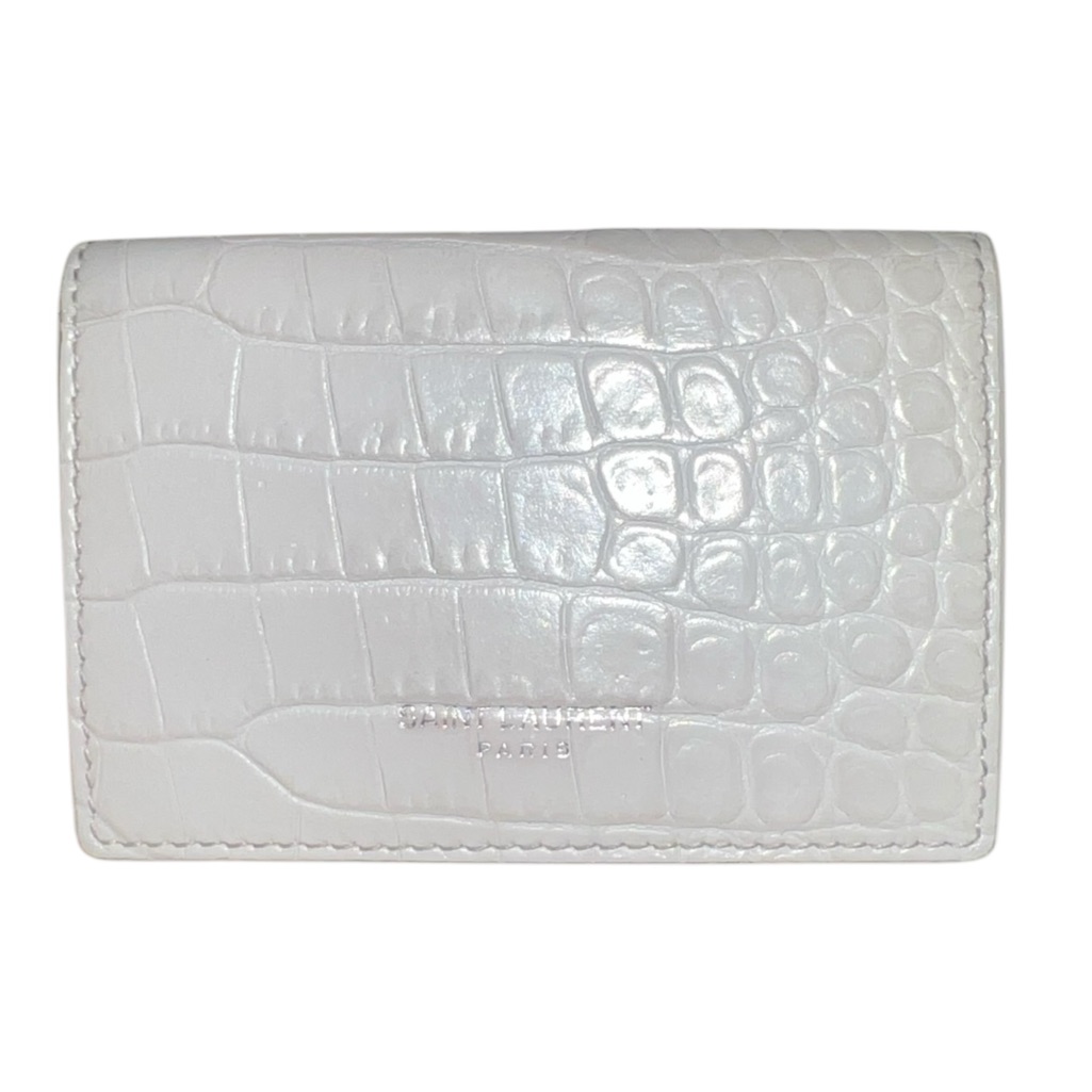 Saint Laurent Crocodile-Embossed Leather Wallet Authentic Ysl